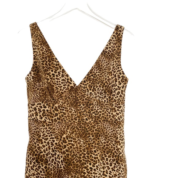 Jessica Howard Leopard Animal Print Shift Sheath Cocktail Dress Red Lining 10 - Picture 2 of 8